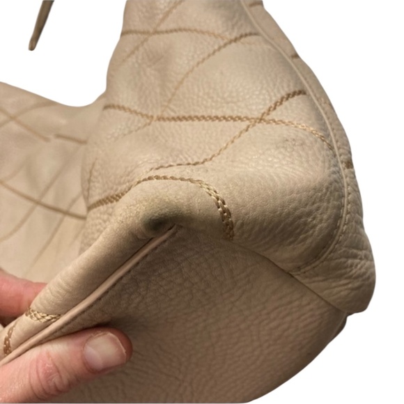 Tory Burch Womens Port Frida Blush Pink Diamond Stitched Pebbled Hobo Tote $548 - Picture 3 of 12